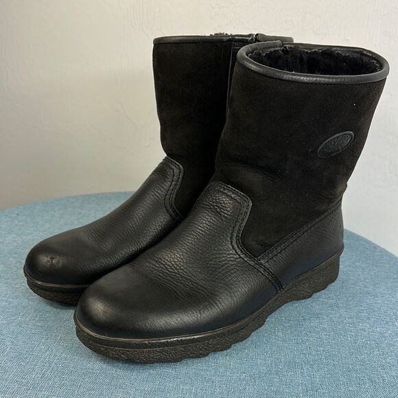 Tecnica Black Comfort Winter Leather Suede Zip Up Boots Size 11 - Picture 1 of 9